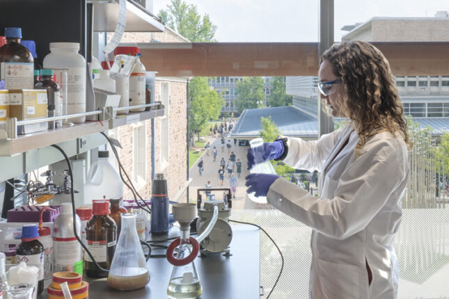 student conducts research in lab